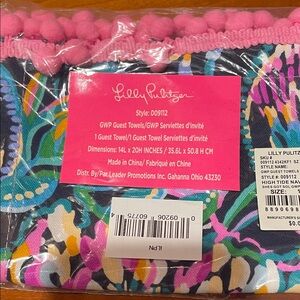 Lilly Pulitzer Tropical Floral Guest Towel with Pink Pom Trim